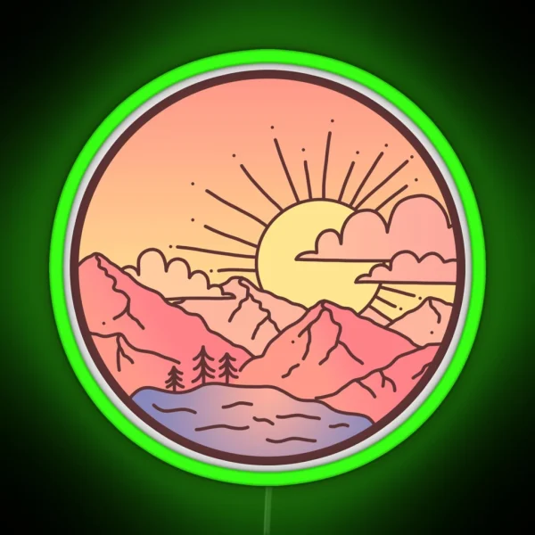 Sunset Mountains RGB Neon Sign