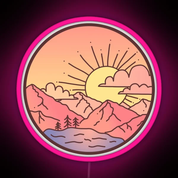 Sunset Mountains RGB Neon Sign