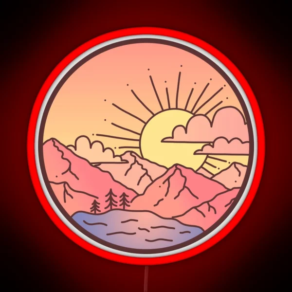 Sunset Mountains RGB Neon Sign