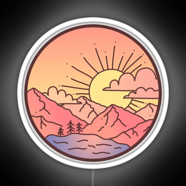 Sunset Mountains RGB Neon Sign