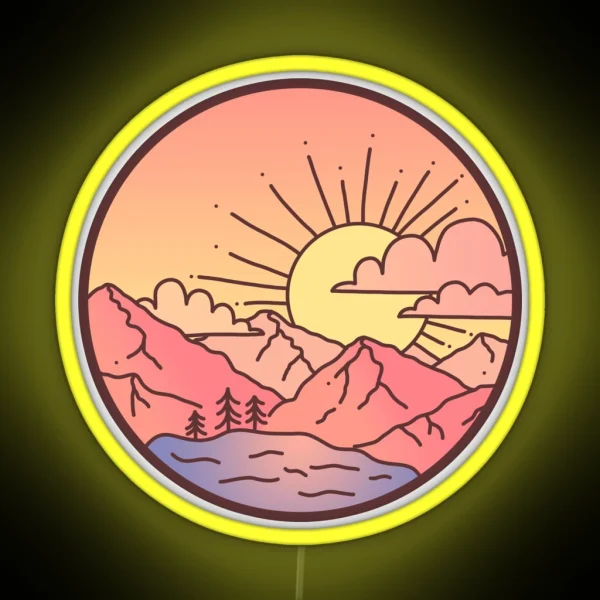 Sunset Mountains RGB Neon Sign
