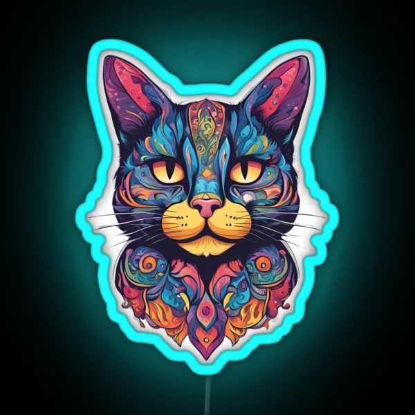 Super Cute Design Cat With Lots Of Bright Colors RGB Neon Sign
