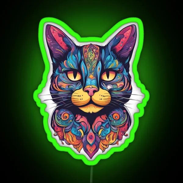 Super Cute Design Cat With Lots Of Bright Colors RGB Neon Sign