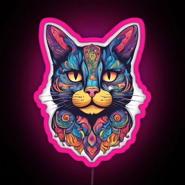 Super Cute Design Cat With Lots Of Bright Colors RGB Neon Sign