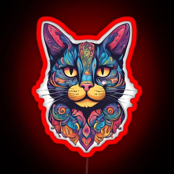 Super Cute Design Cat With Lots Of Bright Colors RGB Neon Sign
