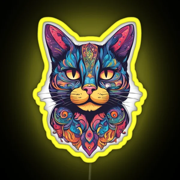 Super Cute Design Cat With Lots Of Bright Colors RGB Neon Sign