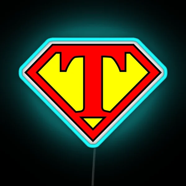 Superhero Letter T RGB Neon Sign