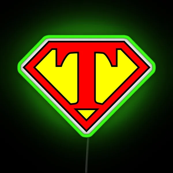 Superhero Letter T RGB Neon Sign