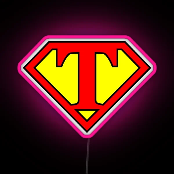 Superhero Letter T RGB Neon Sign