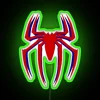 Neon superhero logo wall decor with colorful RGB glowing accents.