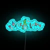 Vibrant superhero neon light decor for comic book fan rooms.