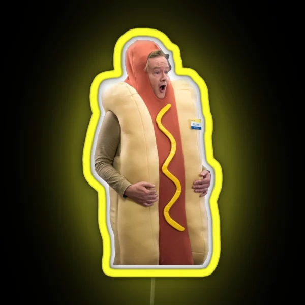 Superstore Glenn Sturgis Hotdog Costume Halloween RGB Neon Sign