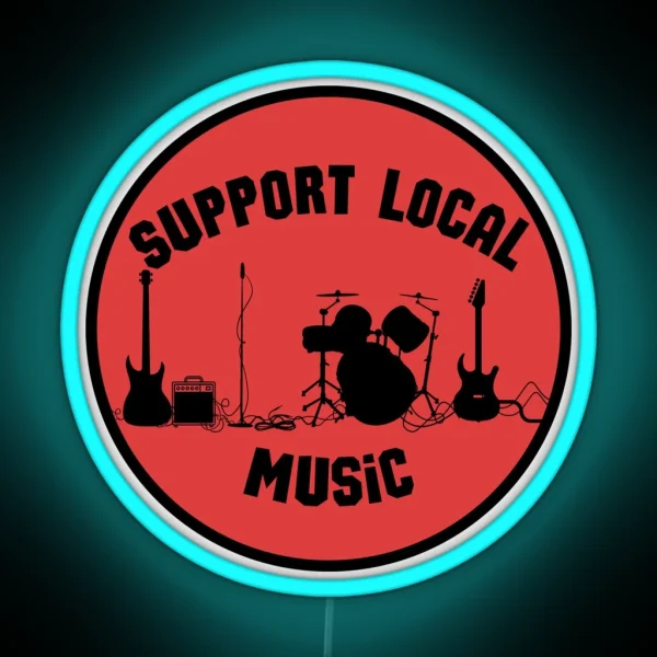 Support Local Music Red And Black RGB Neon Sign