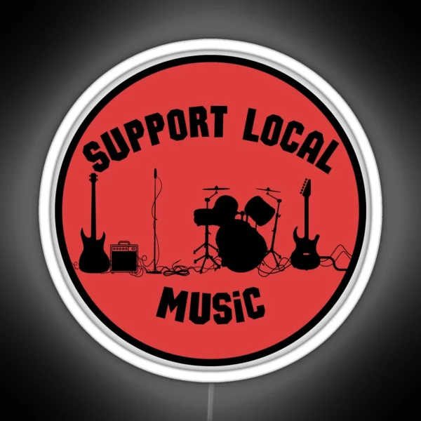 Support Local Music Red And Black RGB Neon Sign