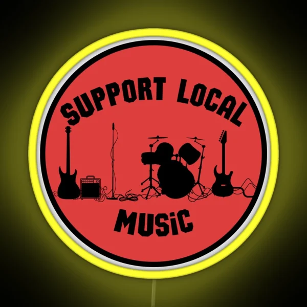 Support Local Music Red And Black RGB Neon Sign