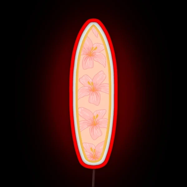 Surfboard Hibiscus Pattern RGB Neon Sign