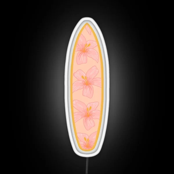 Surfboard Hibiscus Pattern RGB Neon Sign