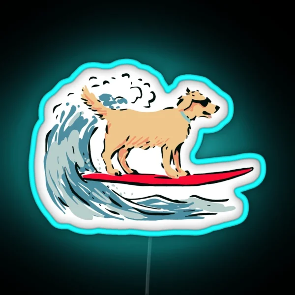 Surfing Dog RGB Neon Sign