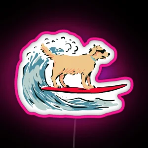 Surfing Dog RGB Neon Sign