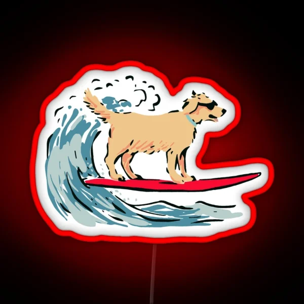 Surfing Dog RGB Neon Sign