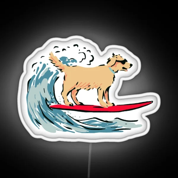 Surfing Dog RGB Neon Sign
