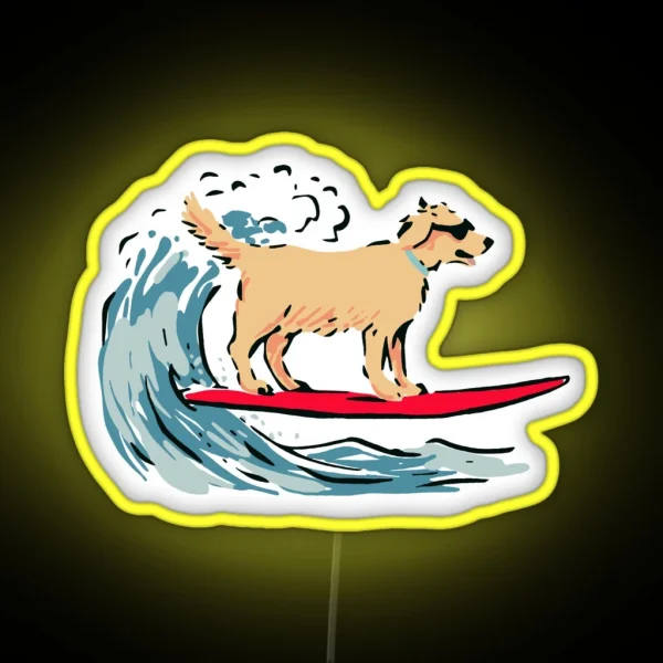 Surfing Dog RGB Neon Sign