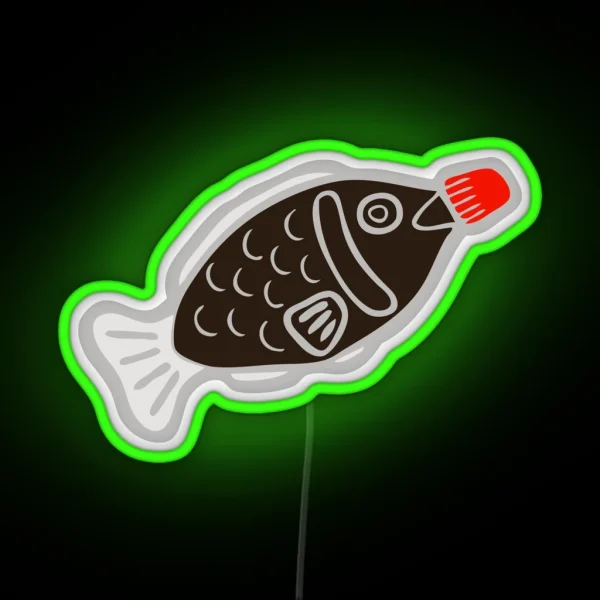 Sushi Soy Fish Pattern In Blue RGB Neon Sign