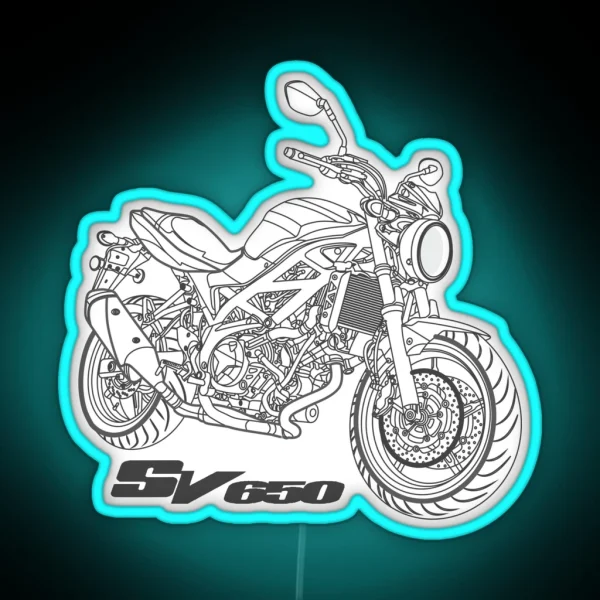 Suzuki SV 650 White Motorcycle RGB Neon Sign