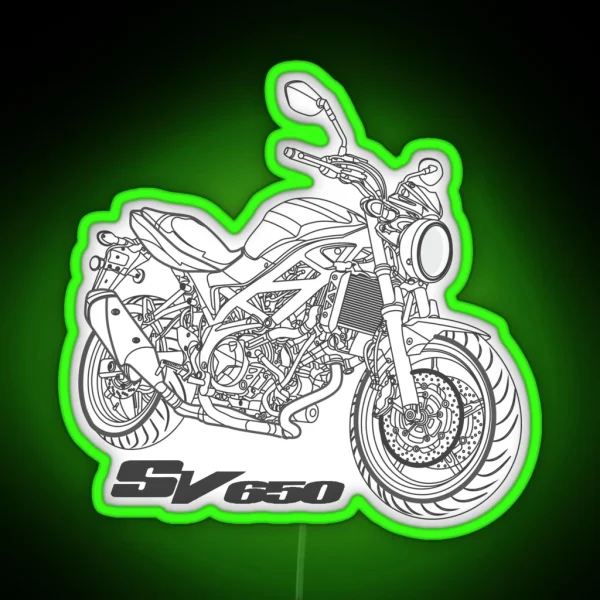Suzuki SV 650 White Motorcycle RGB Neon Sign