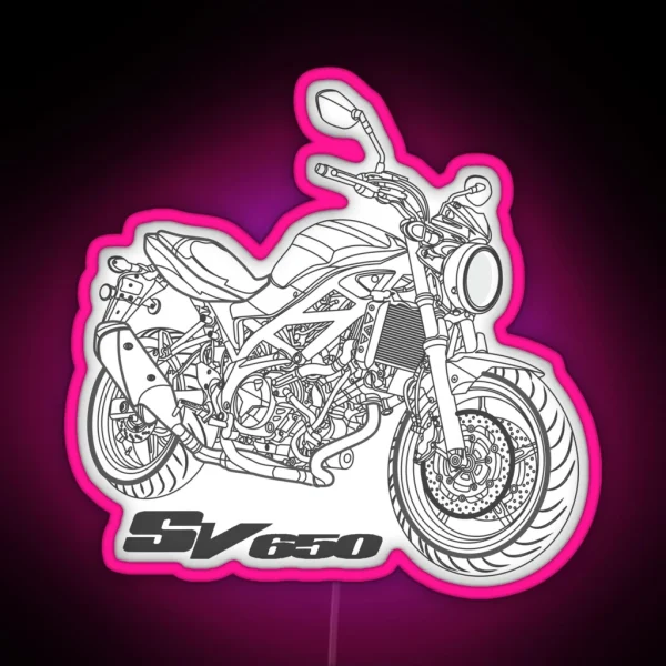 Suzuki SV 650 White Motorcycle RGB Neon Sign