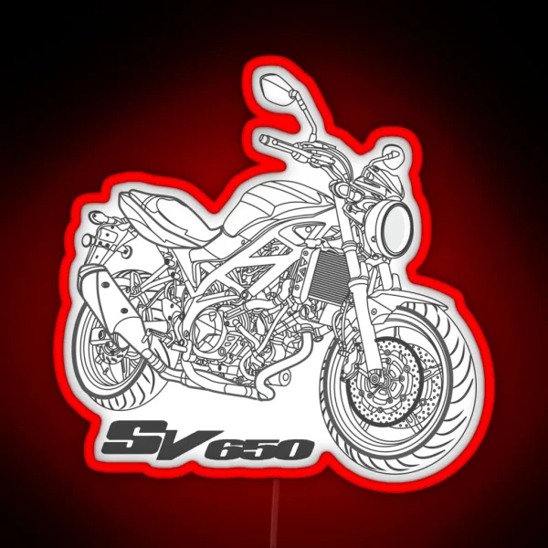 Suzuki SV 650 White Motorcycle RGB Neon Sign