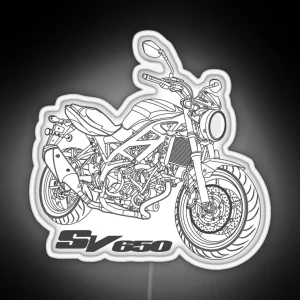 Suzuki SV 650 White Motorcycle RGB Neon Sign