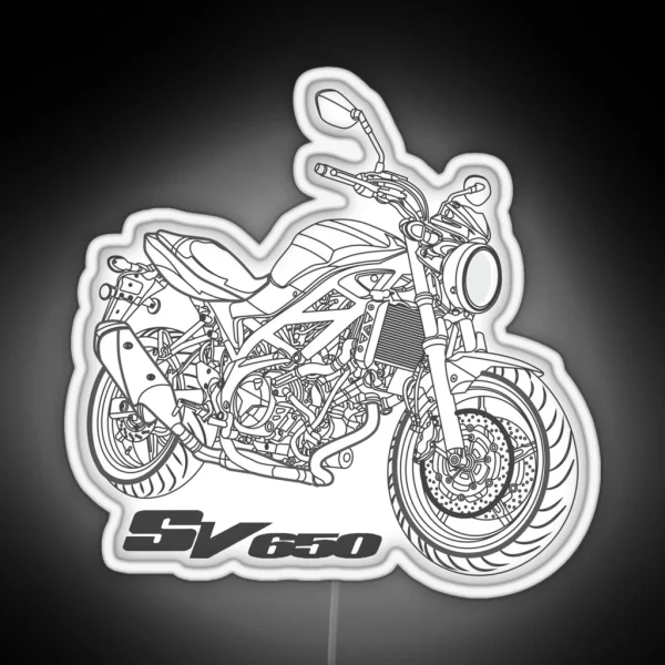 Suzuki SV 650 White Motorcycle RGB Neon Sign