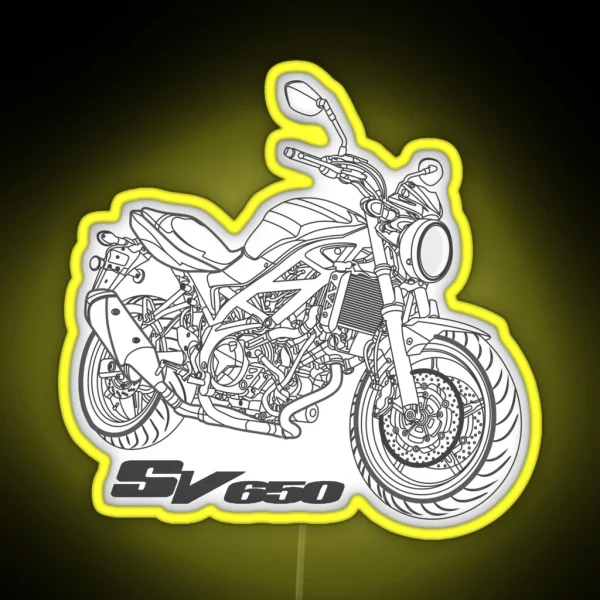Suzuki SV 650 White Motorcycle RGB Neon Sign