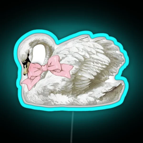 Swan With Ribbon Bow RGB Neon Sign