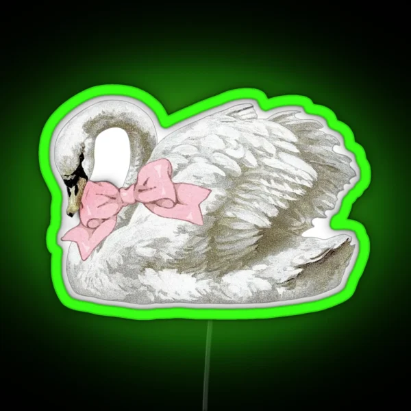Swan With Ribbon Bow RGB Neon Sign