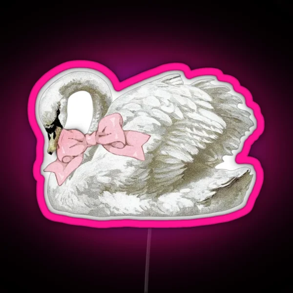 Swan With Ribbon Bow RGB Neon Sign