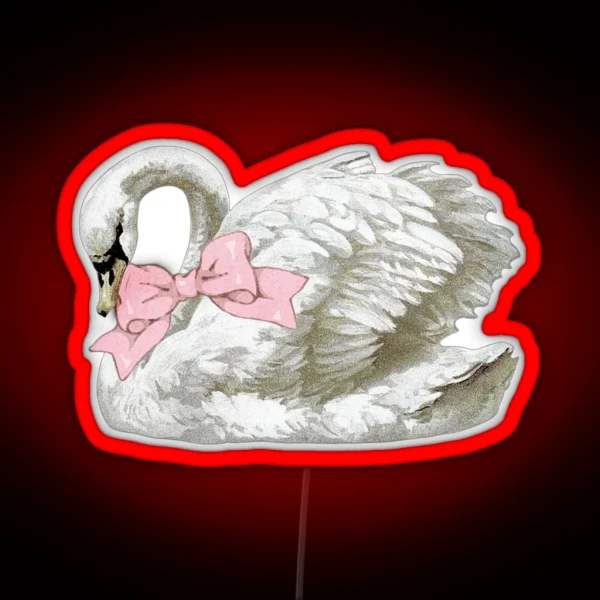 Swan With Ribbon Bow RGB Neon Sign