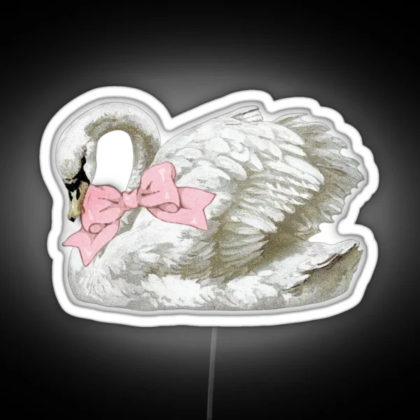 Swan With Ribbon Bow RGB Neon Sign