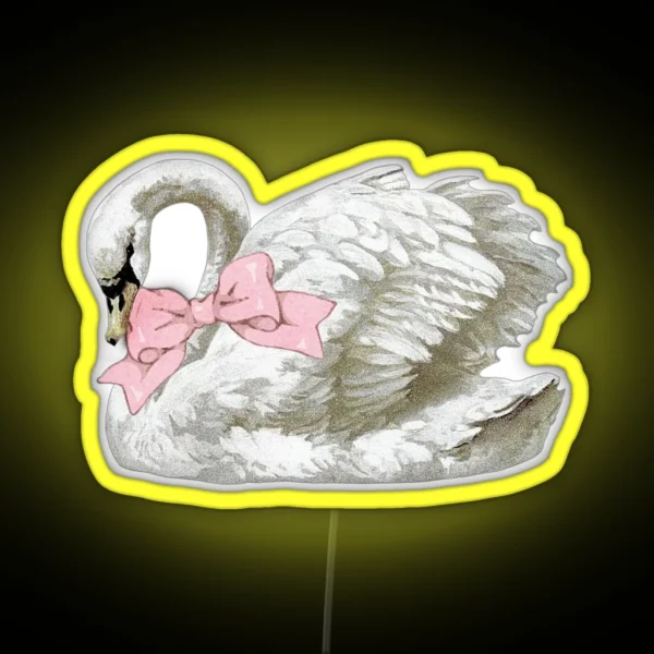 Swan With Ribbon Bow RGB Neon Sign