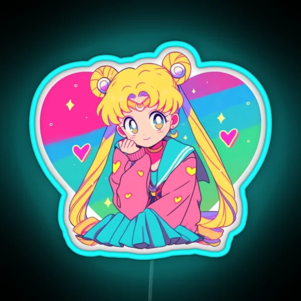 Sweet Nostalgia Moon Girl RGB Neon Sign