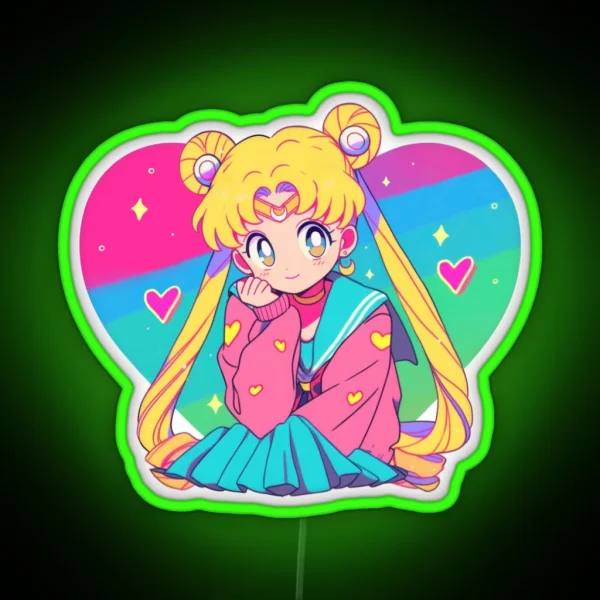 Sweet Nostalgia Moon Girl RGB Neon Sign