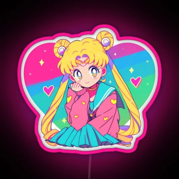 Sweet Nostalgia Moon Girl RGB Neon Sign