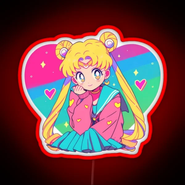 Sweet Nostalgia Moon Girl RGB Neon Sign