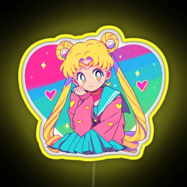 Sweet Nostalgia Moon Girl RGB Neon Sign
