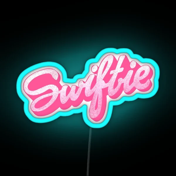 Swiftie Pink Glitter Text RGB Neon Sign
