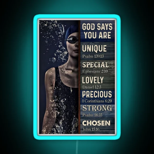 Swimming God Says You Are Unique RGB Neon Sign