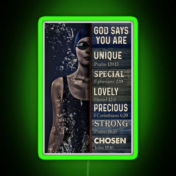 Swimming God Says You Are Unique RGB Neon Sign