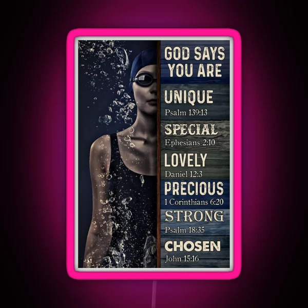 Swimming God Says You Are Unique RGB Neon Sign