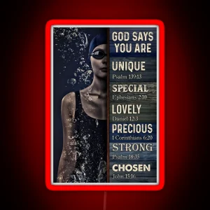 Swimming God Says You Are Unique RGB Neon Sign